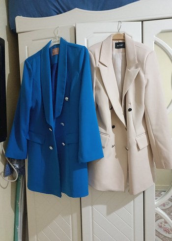 44 Beden Kadın Yeşil Düğmeli Midi Blazer Ceket