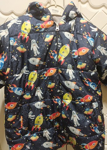 Çocuk Çok Renkli Uzay Desenli Mont - Görsel 2