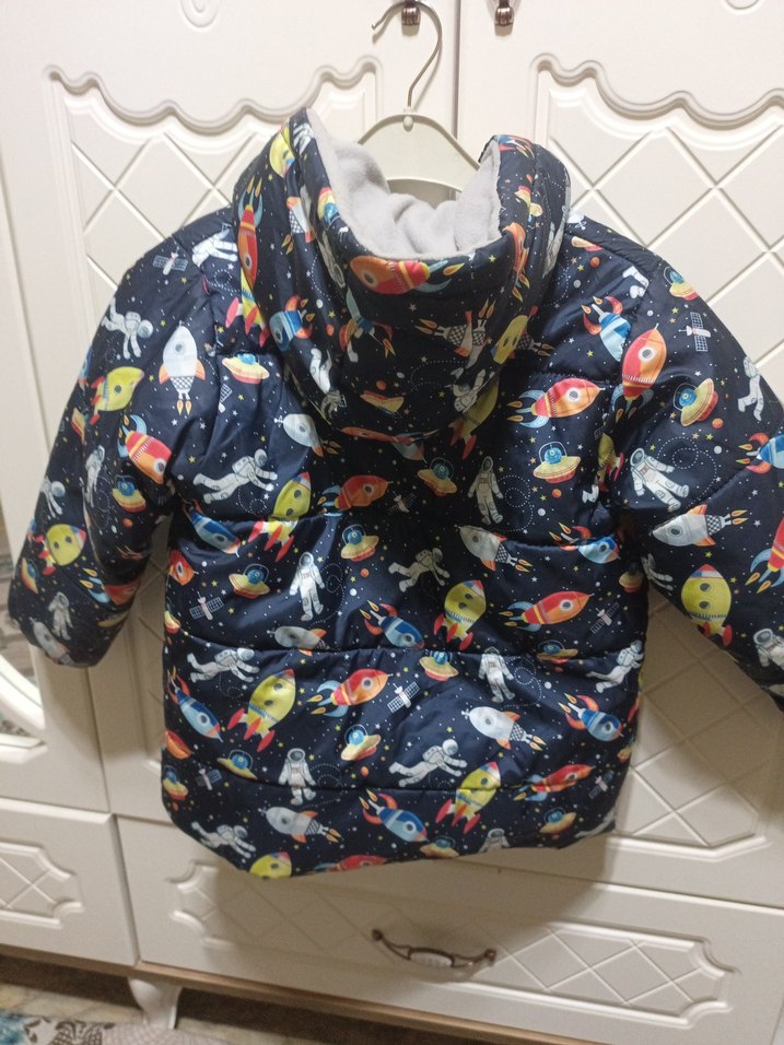 Çocuk Çok Renkli Uzay Desenli Mont - Görsel 4