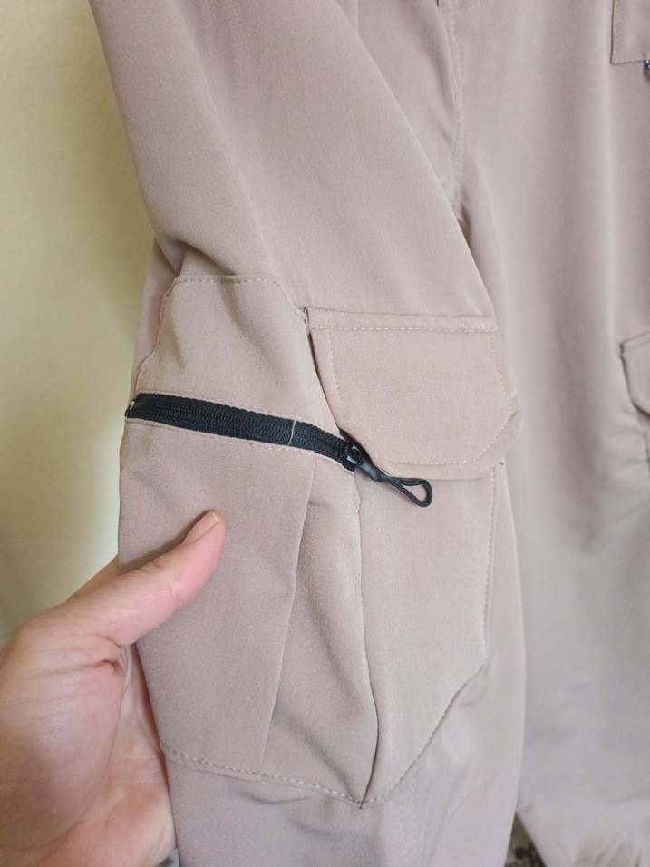 Bej erkek Bol Kesim Kumaş Pantolon - Görsel 3