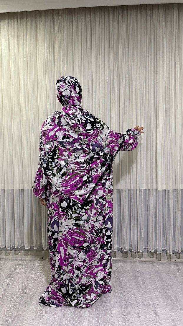 Kadın Mor Uzun Bağcıklı Yağmurluk - Görsel 2