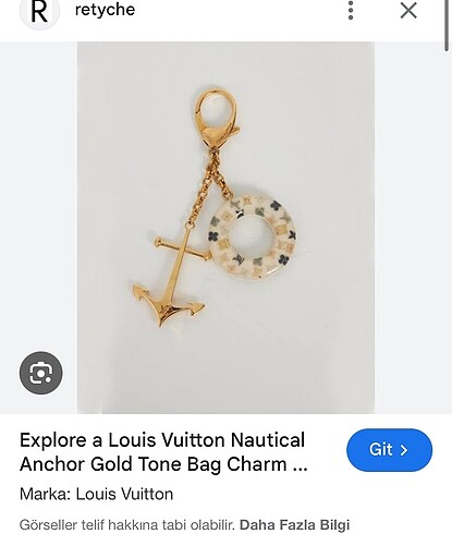 Beden Orjinal Louis Vuitton Anchor Çanta Süsü