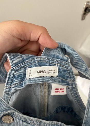 24-36 Ay Beden mavi Renk Kız Çocuk Geniş Kesim Kot Salopet