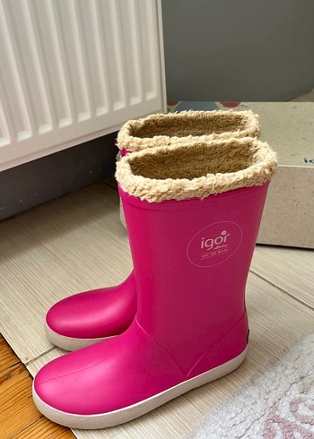 Kız Çocuk Pembe Kürklü Lastik Çizme - Görsel 2