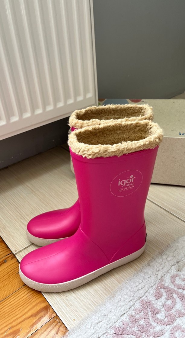 Kız Çocuk Pembe Kürklü Lastik Çizme - Görsel 2