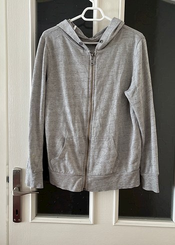 Kadın Gri Kapüşonlu Fermuarlı Spor Dış giyim - Görsel 5