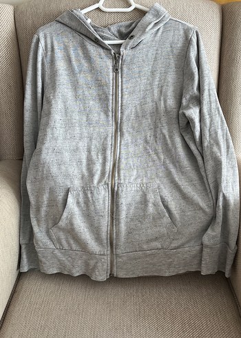 Kadın Gri Kapüşonlu Fermuarlı Spor Dış giyim - Görsel 2