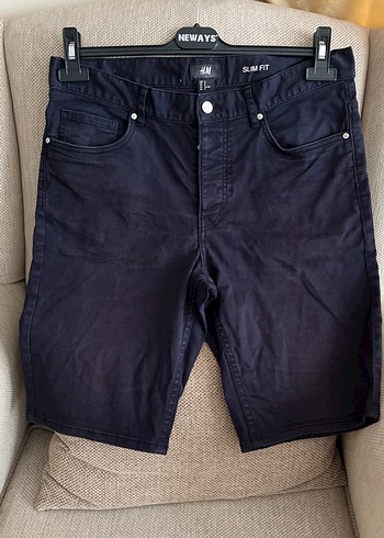 Lacivert Slim Fit Kemerli Erkek Kot Şort - Görsel 2