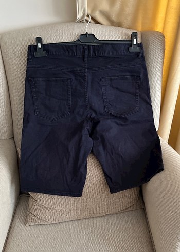 Lacivert Slim Fit Kemerli Erkek Kot Şort - Görsel 4