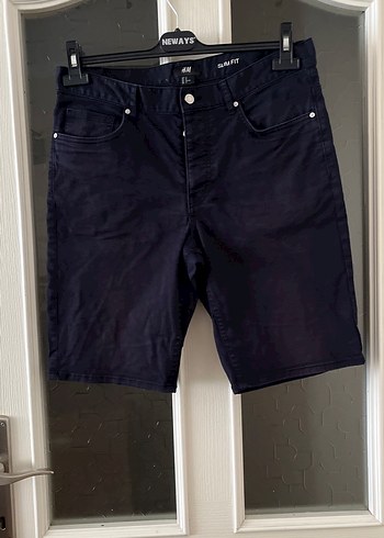 Lacivert Slim Fit Kemerli Erkek Kot Şort - Görsel 6