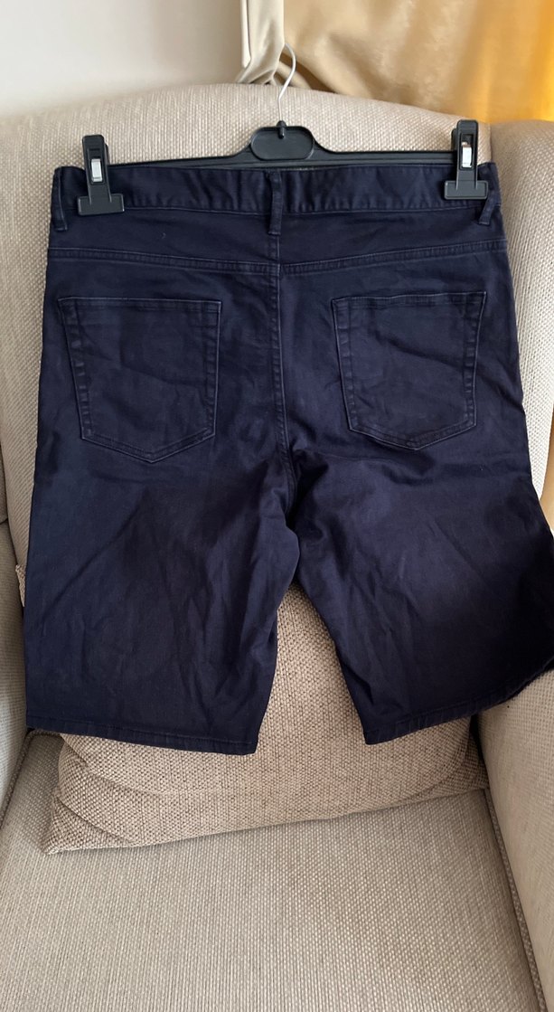 Lacivert Slim Fit Kemerli Erkek Kot Şort - Görsel 5