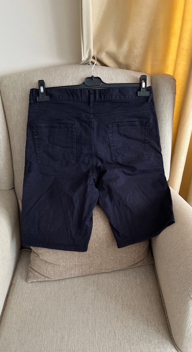 Lacivert Slim Fit Kemerli Erkek Kot Şort - Görsel 4