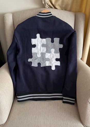 Çıtçıtlı Lacivert Gri Erkek Sweat Mont - Görsel 3