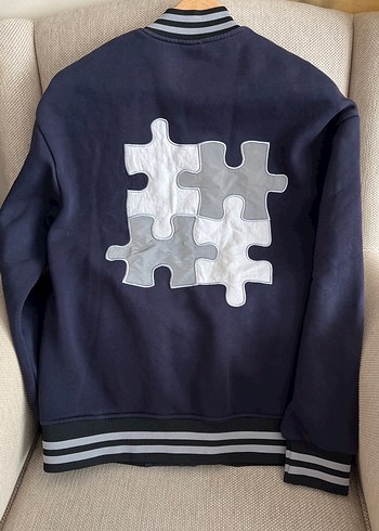 Çıtçıtlı Lacivert Gri Erkek Sweat Mont - Görsel 4