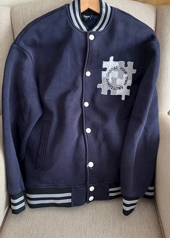 Çıtçıtlı Lacivert Gri Erkek Sweat Mont - Görsel 2