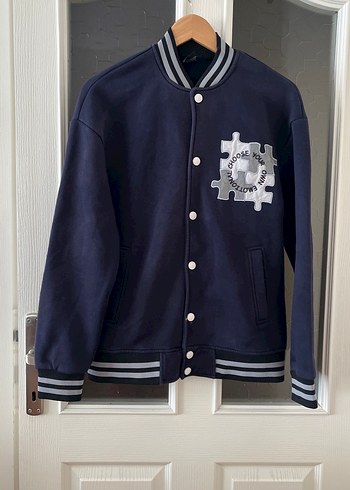 Çıtçıtlı Lacivert Gri Erkek Sweat Mont - Görsel 5