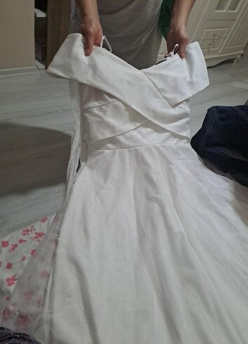 40 beden beyaz tüllü elbise
