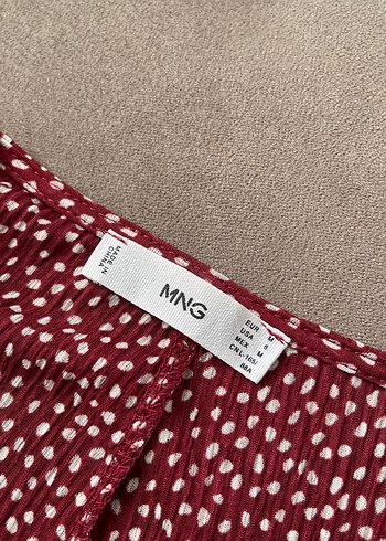 Bordo Puantiyeli Uzun Kollu V Yaka Elbise - Görsel 6