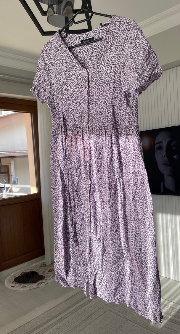 Bohem Stil Mor Midi Elbise - Görsel 3