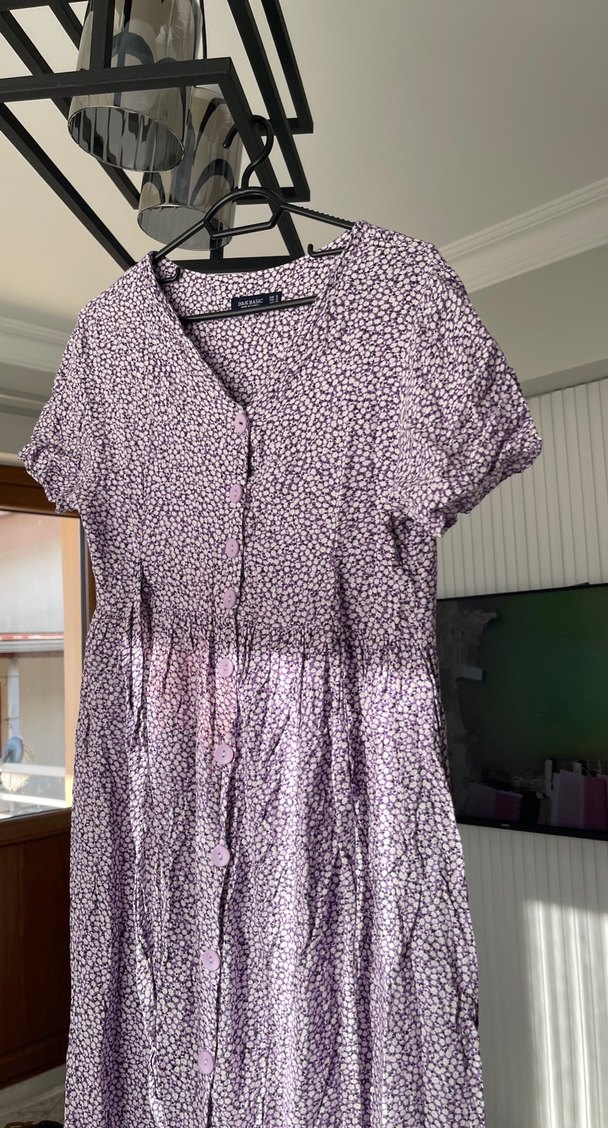 Bohem Stil Mor Midi Elbise - Görsel 2