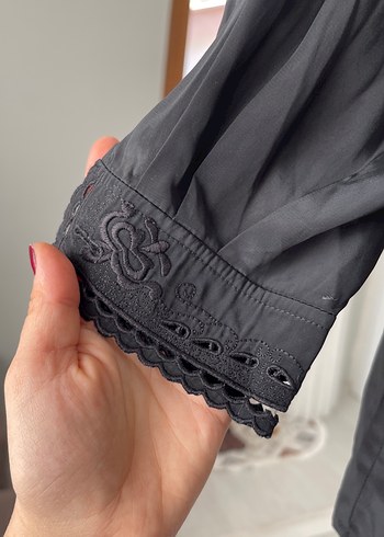 Düğmeli Siyah Kadın Gömlek - Görsel 4