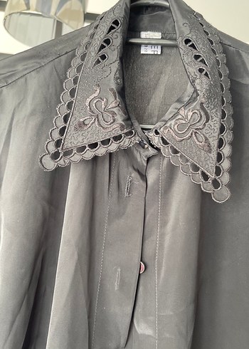 Düğmeli Siyah Kadın Gömlek - Görsel 3