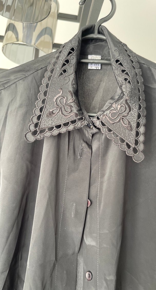 Düğmeli Siyah Kadın Gömlek - Görsel 3