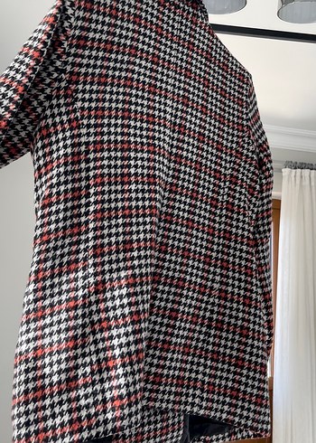 Düğmeli Kırmızı Ekose Midi Blazer - Görsel 5