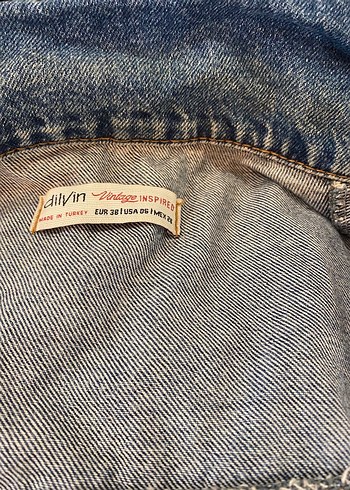 Düğmeli Mavi Kadın Denim Ceket - Görsel 4
