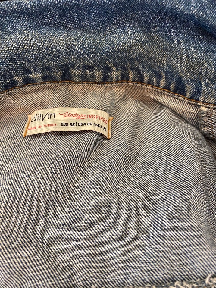 Düğmeli Mavi Kadın Denim Ceket - Görsel 4