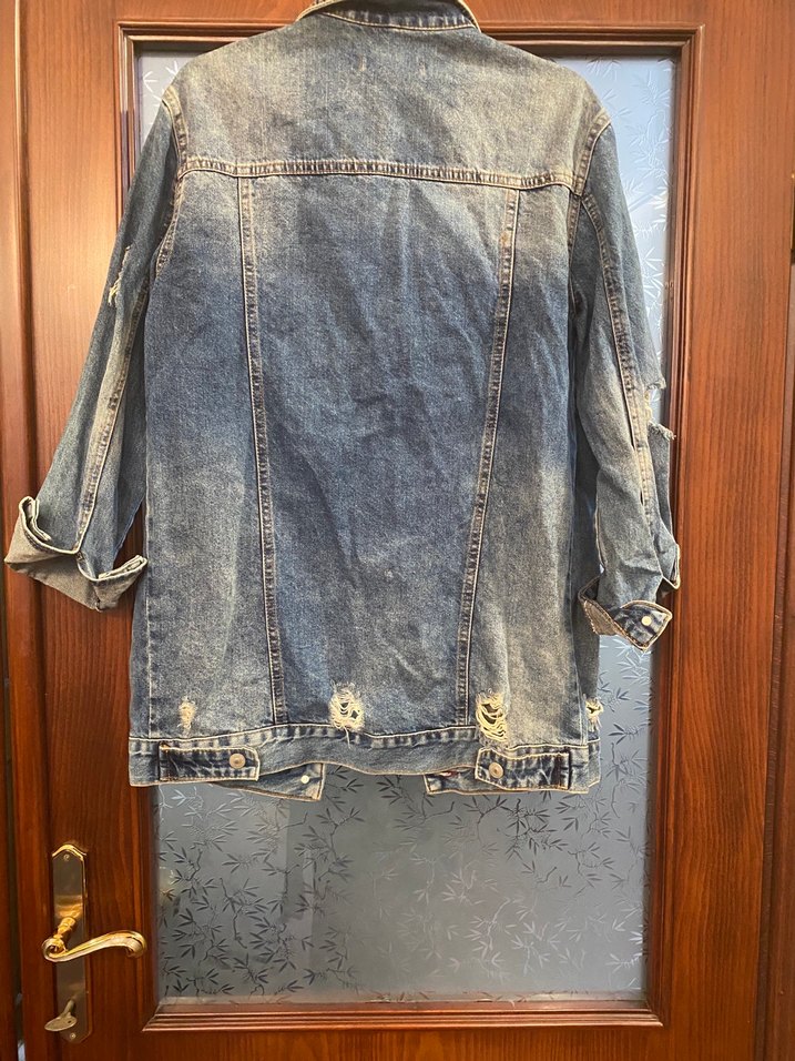 Düğmeli Mavi Kadın Denim Ceket - Görsel 2