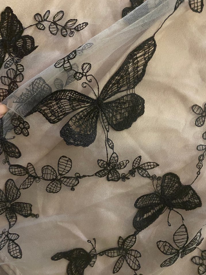 Kelebekli Dantel Detaylı Midi Etek - Görsel 2