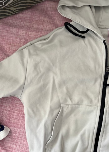 Kappa Kappa Gri Kapüşonlu Fermuarlı Sweatshirt