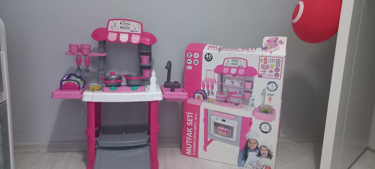 Renkli Pembe Çocuk Oyun Mutfak Seti - Görsel 4