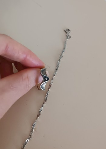 Gümüş, Taşlı Zincir Detaylı Bohem Kadın El Zinciri - Görsel 7