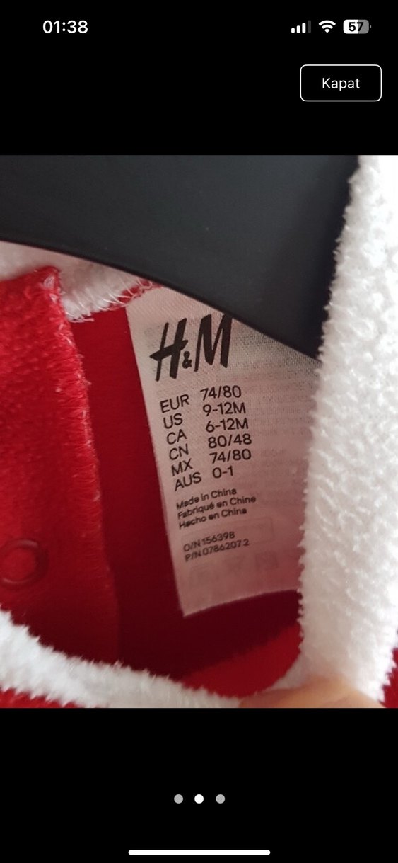 Kırmızı Triko Bebek Noel Kostümü - Görsel 2