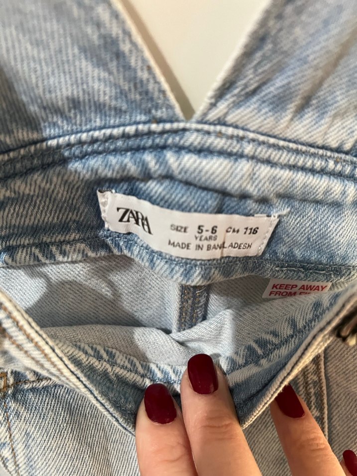 Zara Kadın Mavi Baskılı Denim Midi Pantolon - Görsel 2