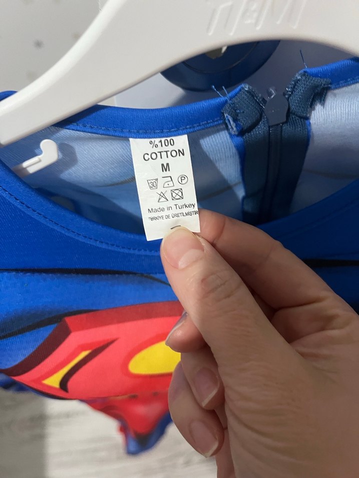 Mavi Superman Çocuk Kostümü, Uzun Kollu, Fit Kesim - Görsel 2