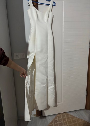 Modern Klasik Beyaz Uzun A Kesim Gelinlik - Görsel 2