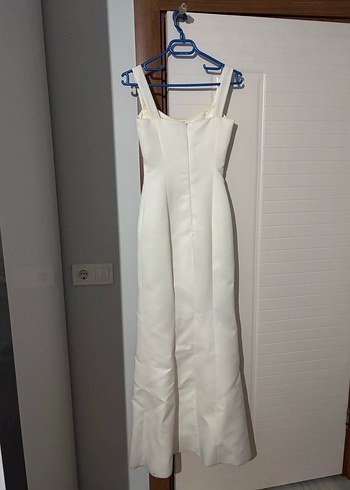 Modern Klasik Beyaz Uzun A Kesim Gelinlik - Görsel 3