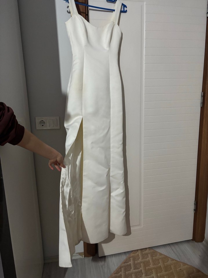 Modern Klasik Beyaz Uzun A Kesim Gelinlik - Görsel 2