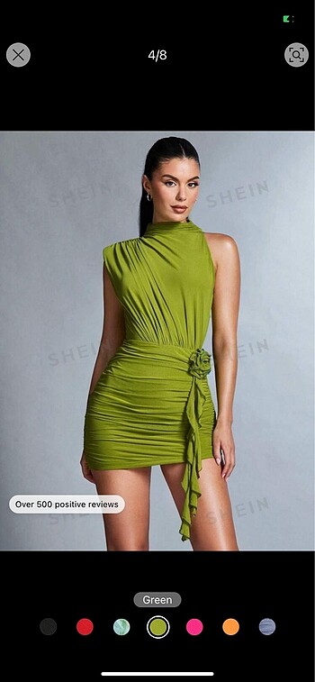 s Beden yeşil Renk Mini elbise