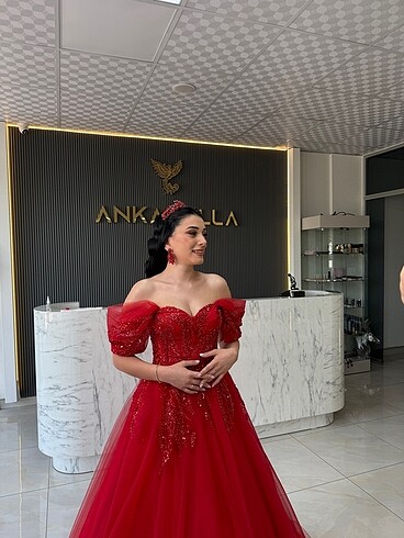 34 Beden kırmızı Renk Kırmızı kına çıkış elbisesi abiyesi