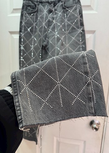 Zara siyah taşlı Kadın Jean - Görsel 3