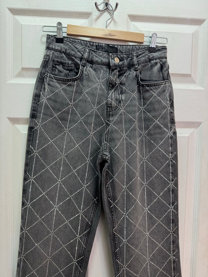 Zara siyah taşlı Kadın Jean - Görsel 4