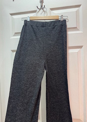 Uzun Kollu Gri Triko Kadın pantolon crop takım - Görsel 5