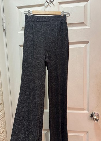 Uzun Kollu Gri Triko Kadın pantolon crop takım - Görsel 3