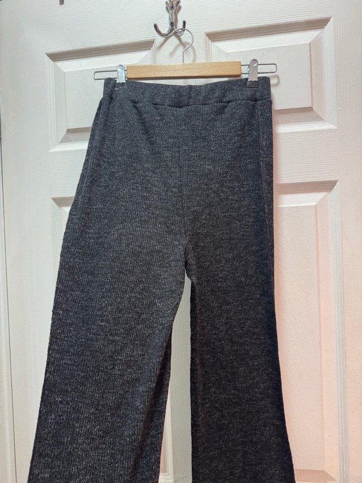 Uzun Kollu Gri Triko Kadın pantolon crop takım - Görsel 5