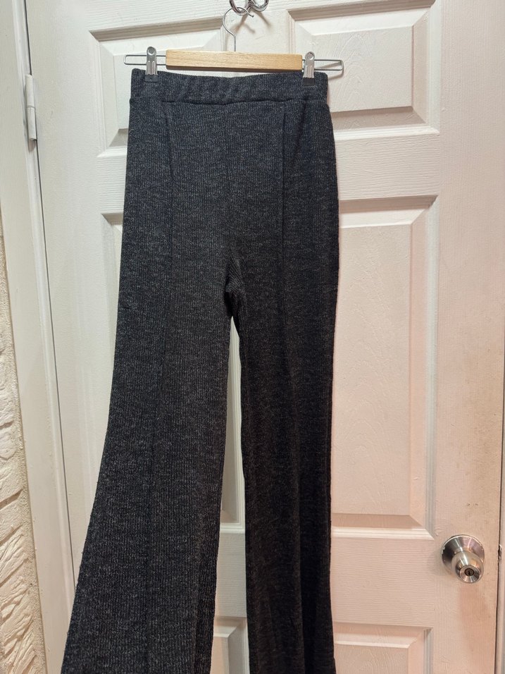 Uzun Kollu Gri Triko Kadın pantolon crop takım - Görsel 3