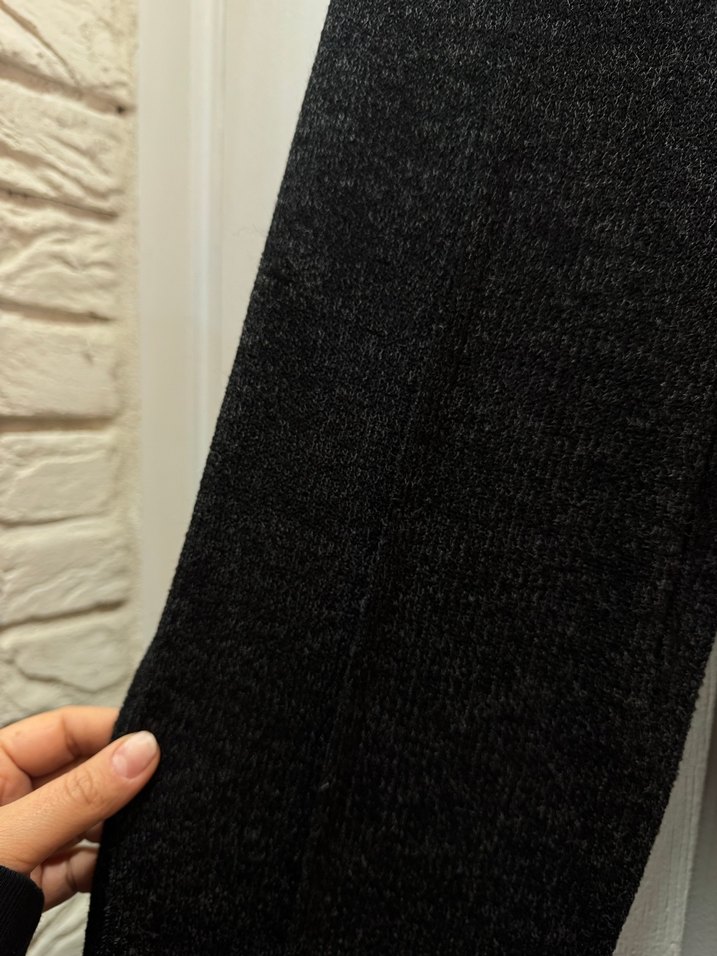 Uzun Kollu Gri Triko Kadın pantolon crop takım - Görsel 4